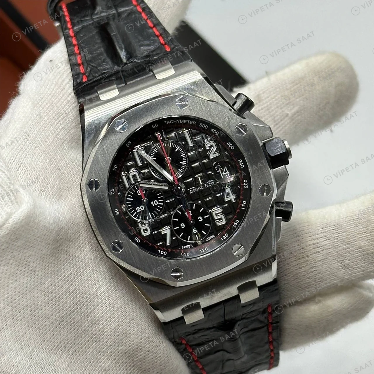 Audemars Piguet 26401ST Siyah Kadranlı Skeleton Chronograph Kauçuk Kordon Super Clone ETA Saat ürün görseli 1