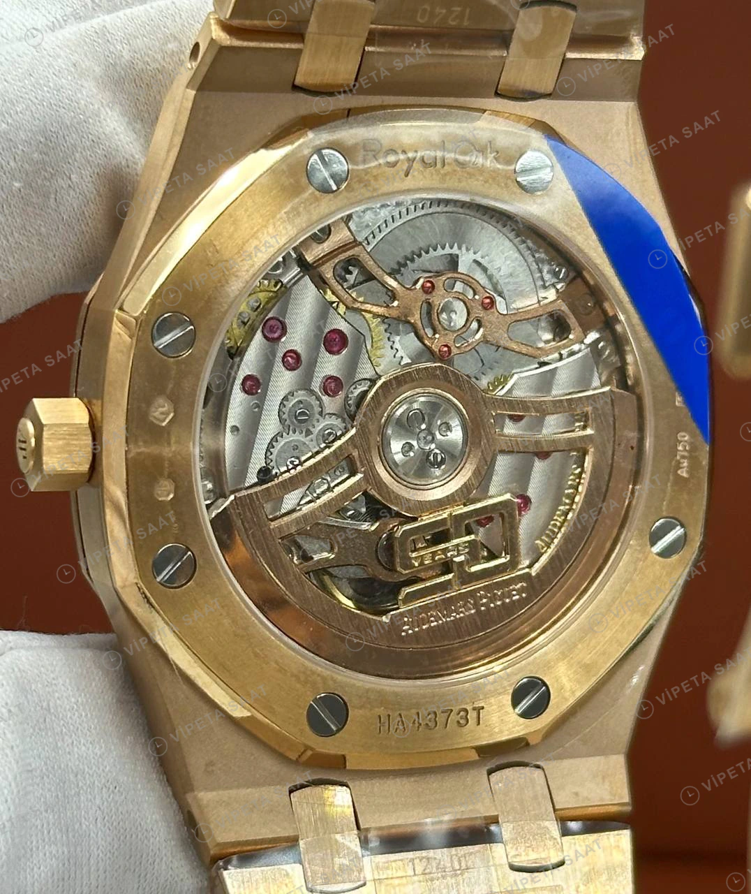 Audemars Piguet 16202OR Gri Kadranlı Jumbo 50. Yıl Rose Gold Super Clone ETA Saat detay 4