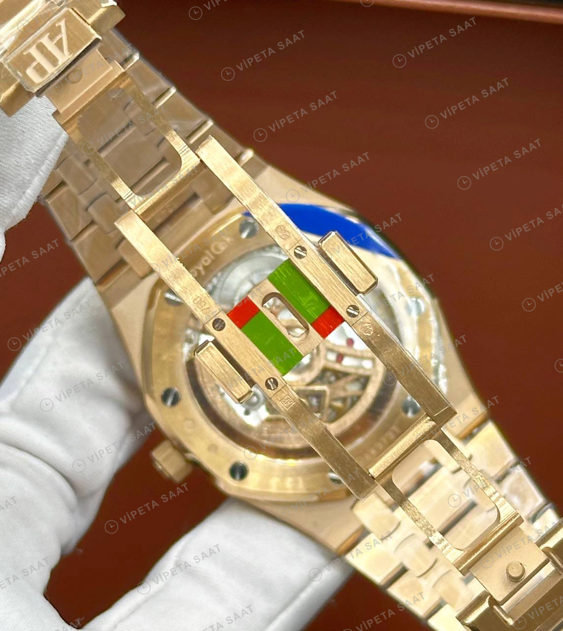 Audemars Piguet 16202OR Gri Kadranlı Jumbo 50. Yıl Rose Gold Super Clone ETA Saat detay 5