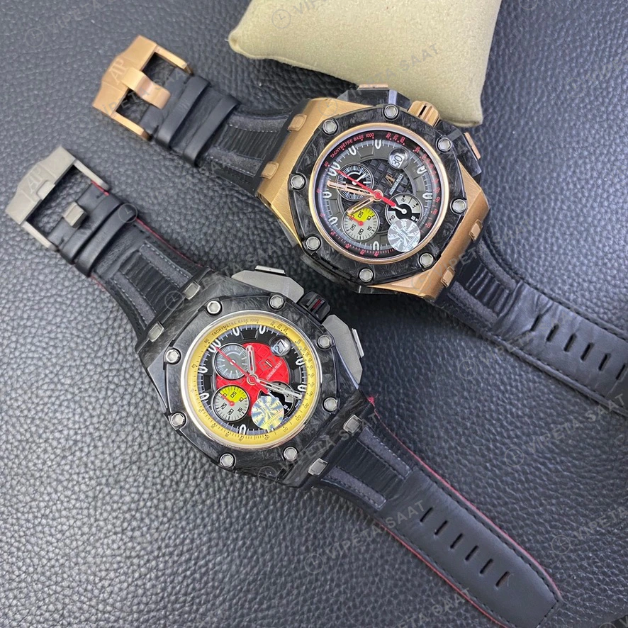 Audemars Piguet GMT-Master II Royal Oak Offshore Grand Prix Chronograph Gri Kadran Karbon Kasa Kaucuk Kordon Super Clone Eta Eta Saat detay 3