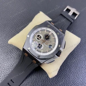 Audemars Piguet GMT-Master II Royal Oak Offshore Gümüş Kadran Seramik Kasa Kaucuk Kordon Super Clone Eta Eta Saat karşıdan görünüm