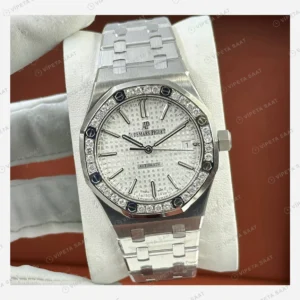Audemars Piguet Royal Oak Beyaz Kadran Pırlanta Bezel Çelik Klasik Super Clone ETA Eta Saat detay 3