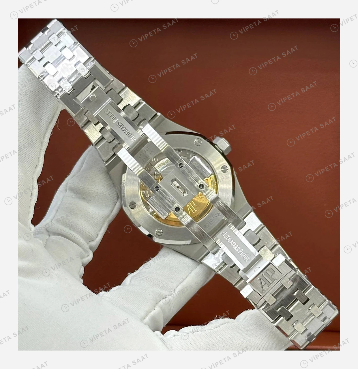 Audemars Piguet Royal Oak Beyaz Kadran Pırlanta Bezel Çelik Klasik Super Clone ETA Eta Saat detay 6