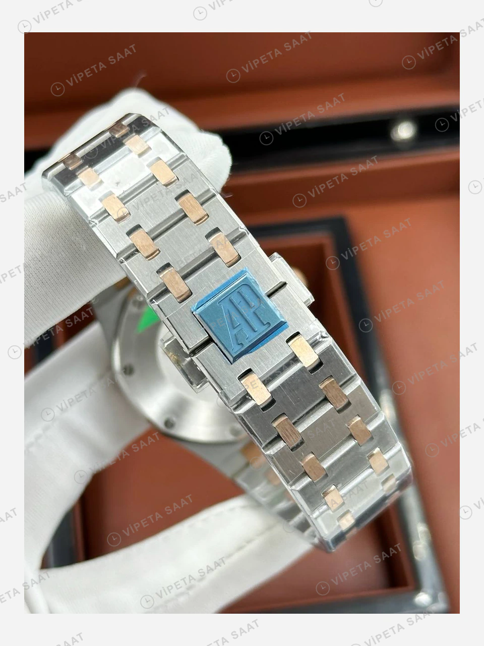 Audemars Piguet Royal Oak Beyaz Kadran Rose Gold İki Renk Super Clone ETA Eta Saat detay 3