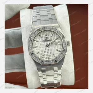 Audemars Piguet Royal Oak Beyaz Pırlanta Kadran Çelik Super Clone ETA Eta Saat detay 3