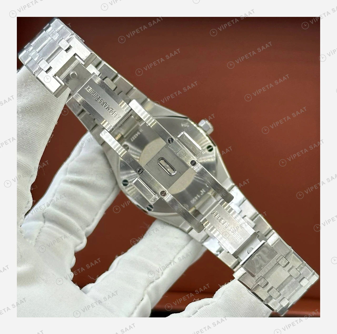 Audemars Piguet Royal Oak Beyaz Pırlanta Kadran Çelik Super Clone ETA Eta Saat detay 6