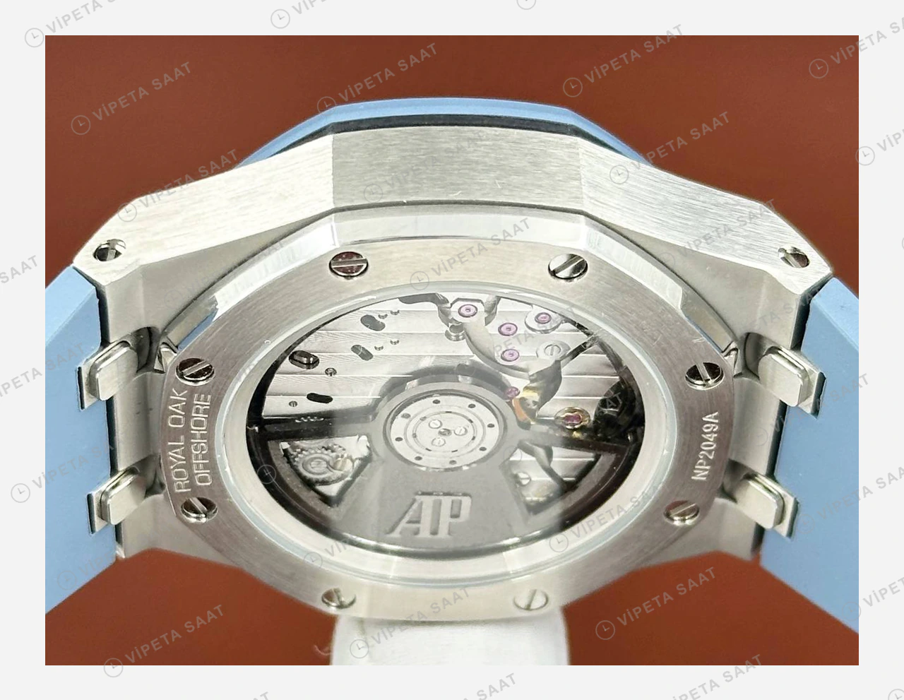 Audemars Piguet Royal Oak Buz Mavisi Kadran Kauçuk Super Clone ETA Eta Saat detay 4