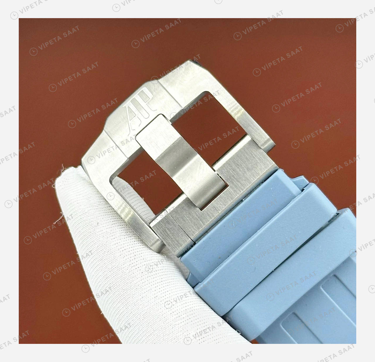 Audemars Piguet Royal Oak Buz Mavisi Kadran Kauçuk Super Clone ETA Eta Saat detay 6