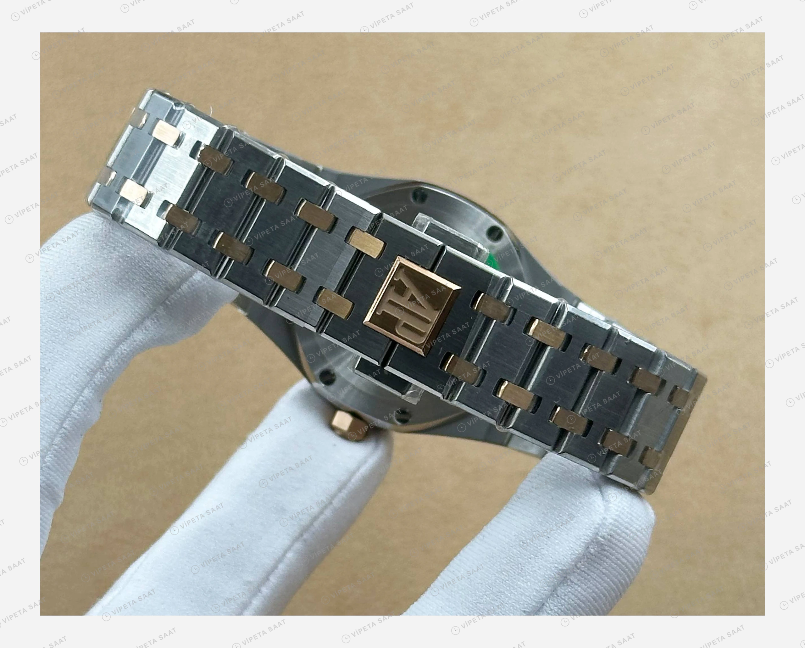 Audemars Piguet Royal Oak Çift Renk Gümüş Kadran Super Clone ETA Eta Saat detay 3