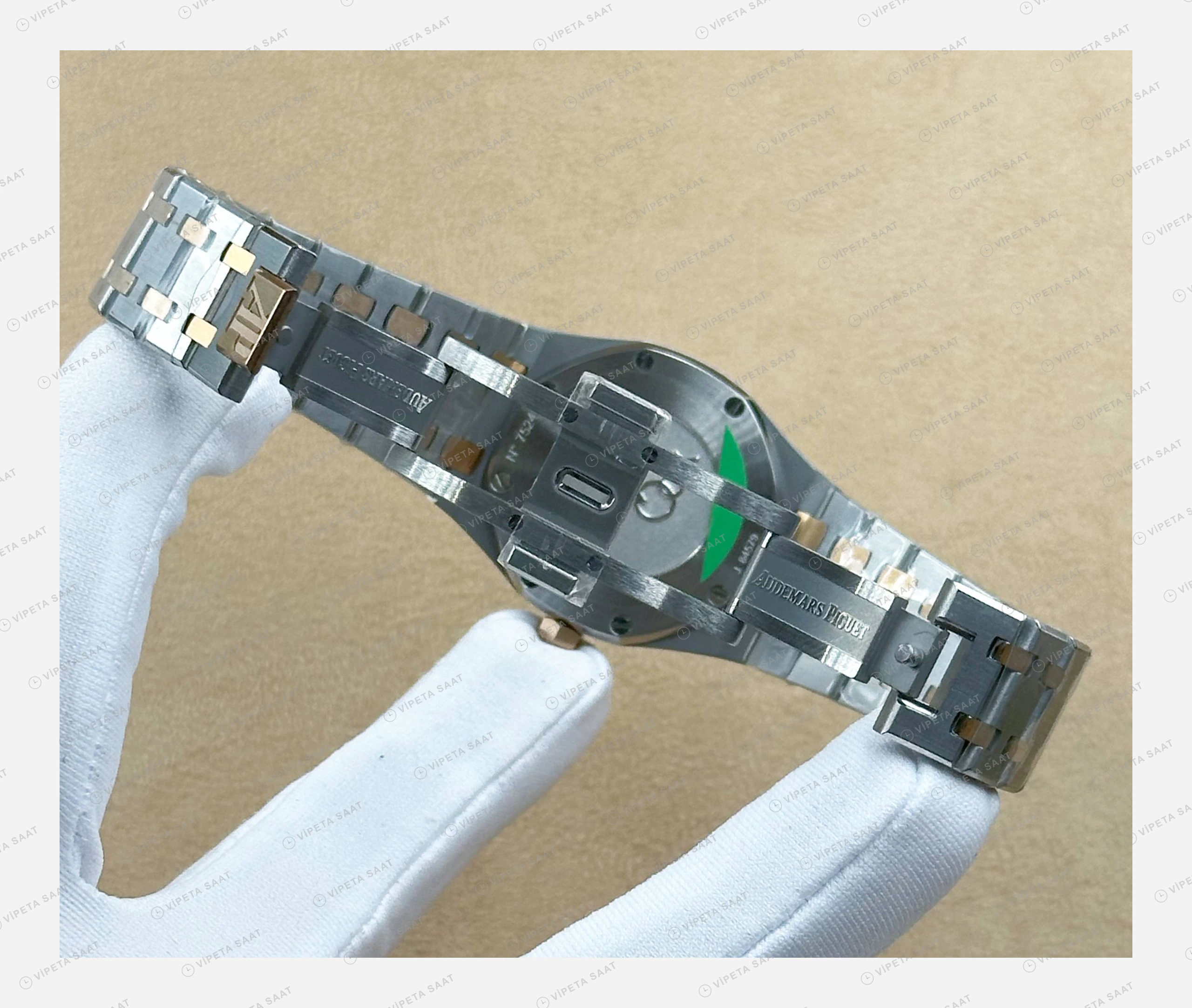 Audemars Piguet Royal Oak Çift Renk Gümüş Kadran Super Clone ETA Eta Saat detay 4