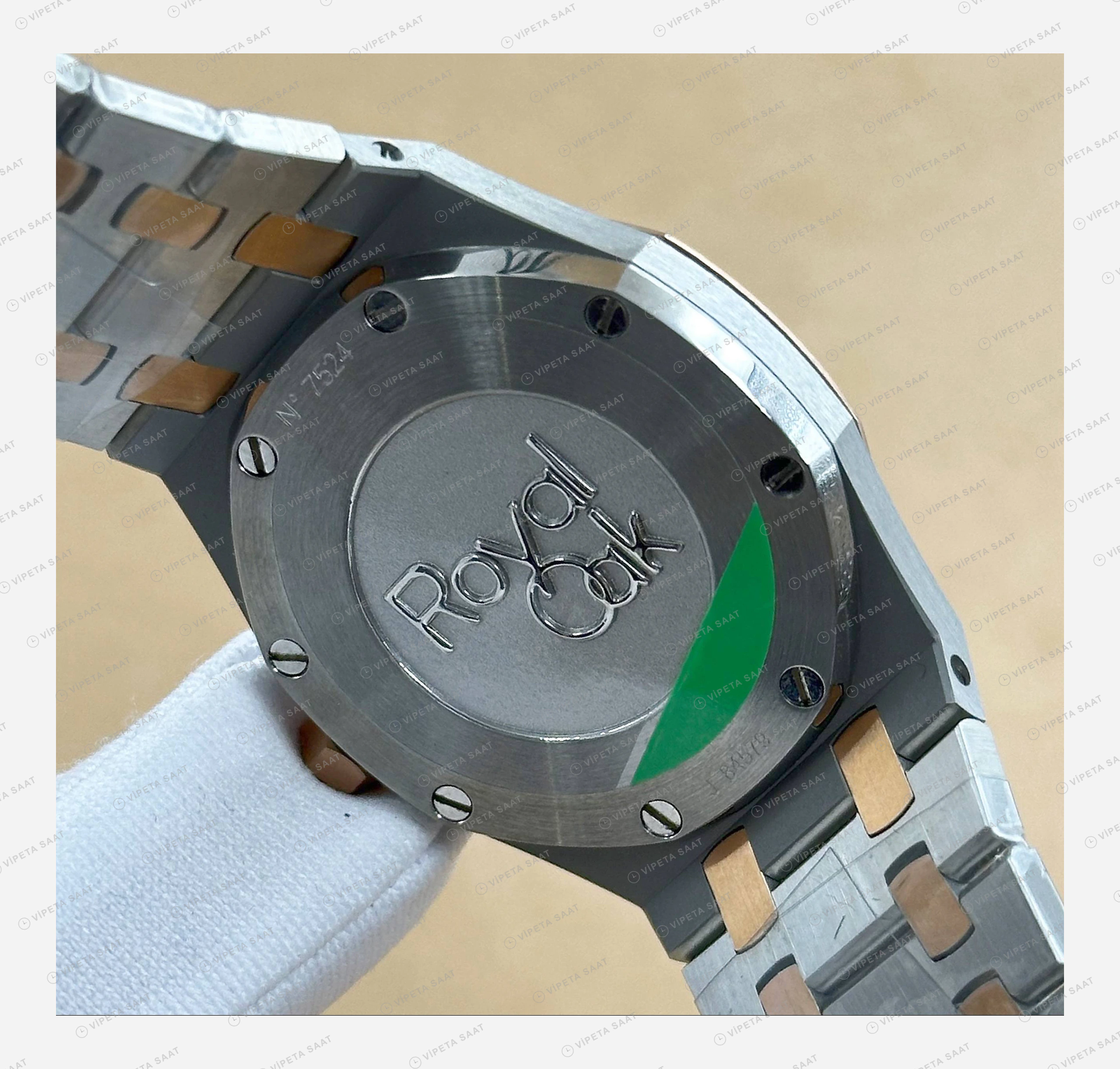 Audemars Piguet Royal Oak Çift Renk Gümüş Kadran Super Clone ETA Eta Saat detay 6
