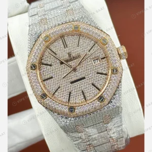 Audemars Piguet Royal Oak Elmas Taşlı Rose Gold Pave Super Clone ETA Eta Saat detay 5