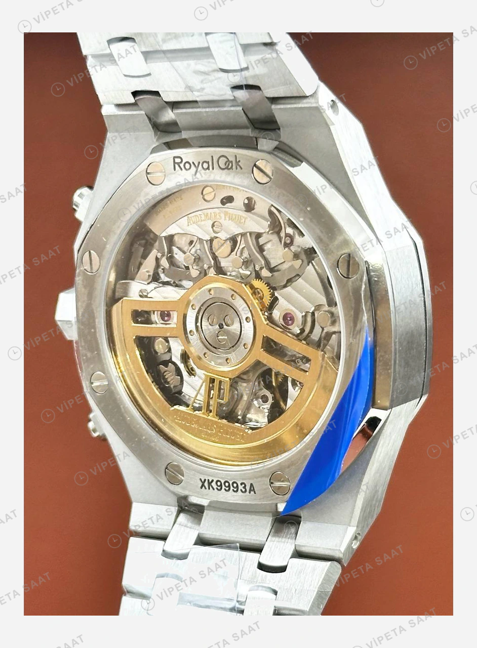 Audemars Piguet Royal Oak Lacivert Kronograf Çelik Bileklik Super Clone ETA Eta Saat detay 3