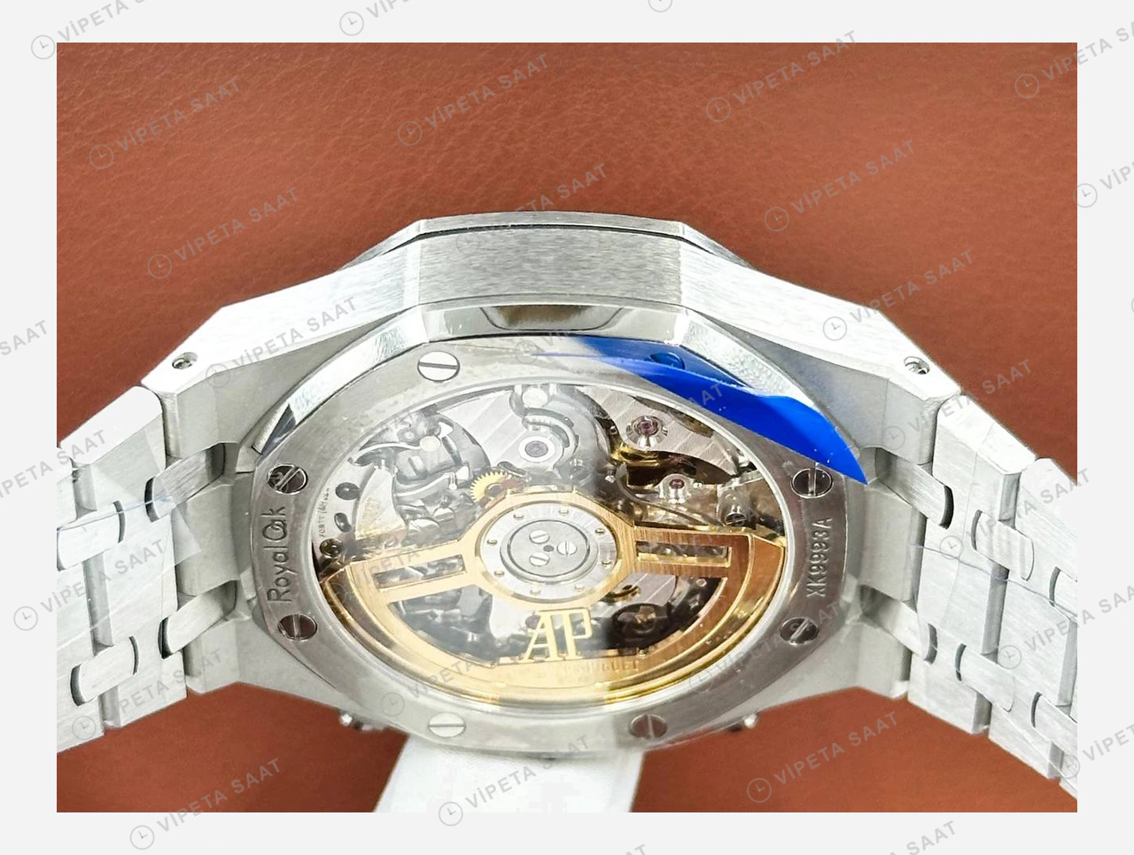 Audemars Piguet Royal Oak Lacivert Kronograf Çelik Bileklik Super Clone ETA Eta Saat detay 4