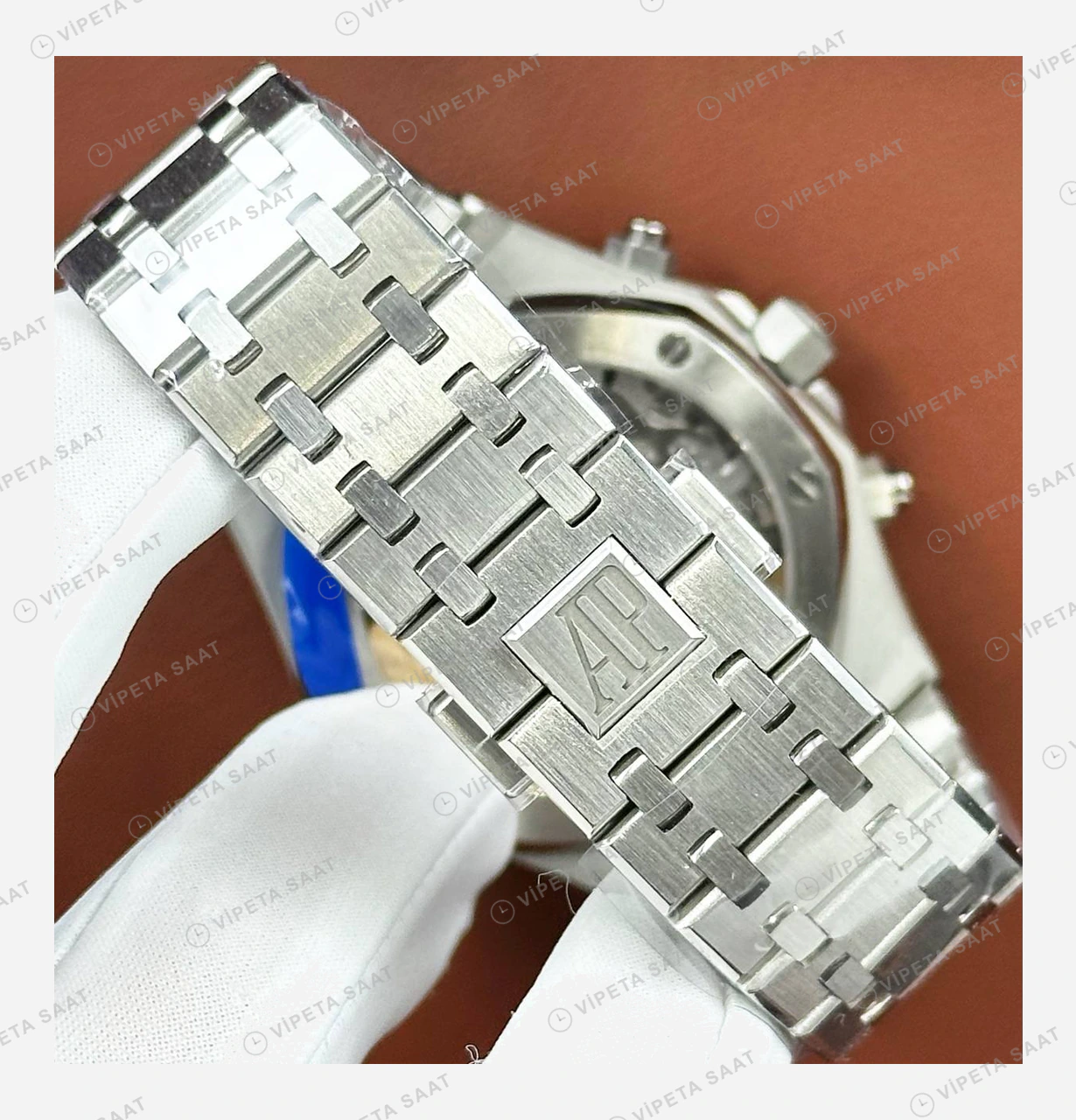 Audemars Piguet Royal Oak Lacivert Kronograf Çelik Bileklik Super Clone ETA Eta Saat detay 5
