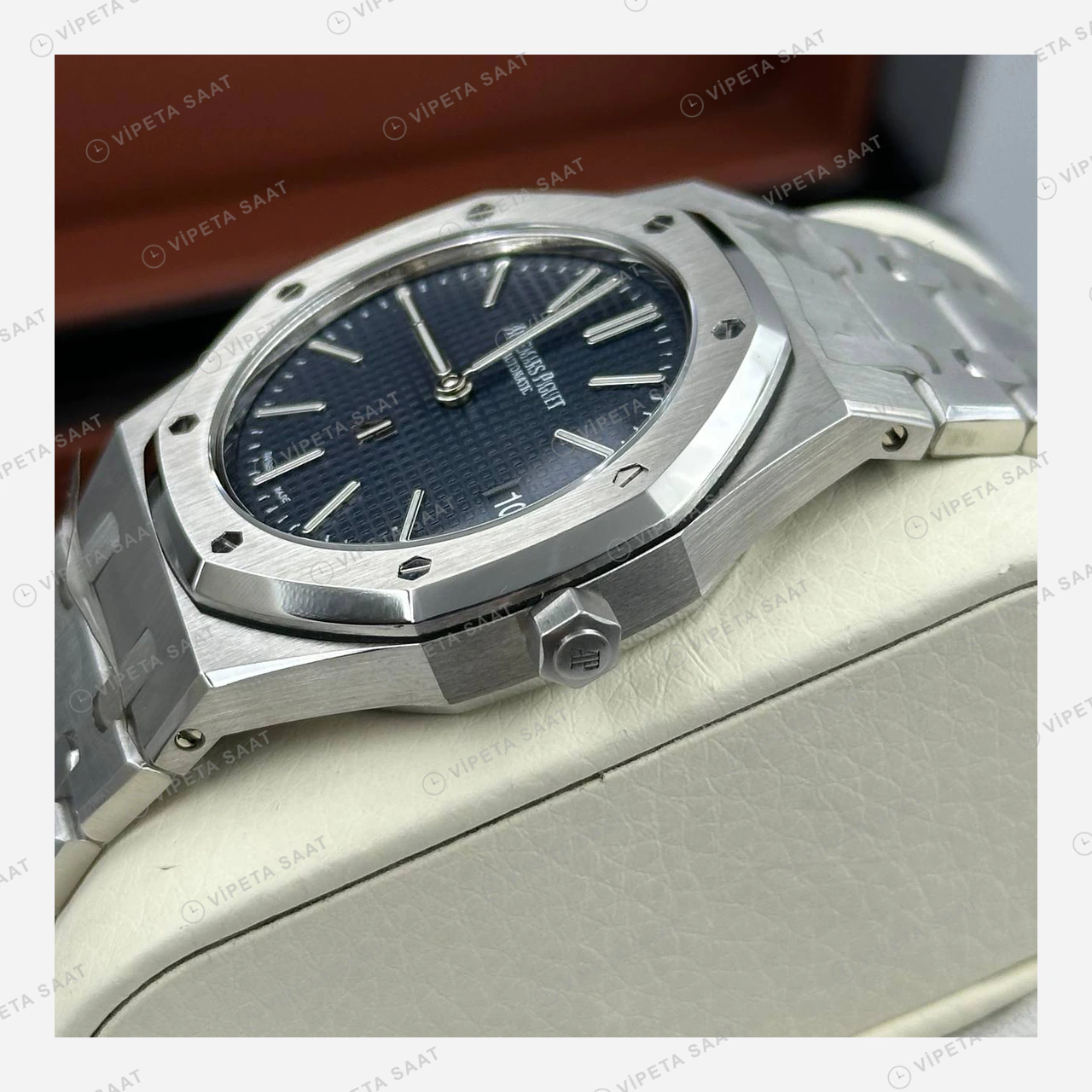 Audemars Piguet Royal Oak Mavi Kadran Çelik Klasik Super Clone ETA Eta Saat detay 4