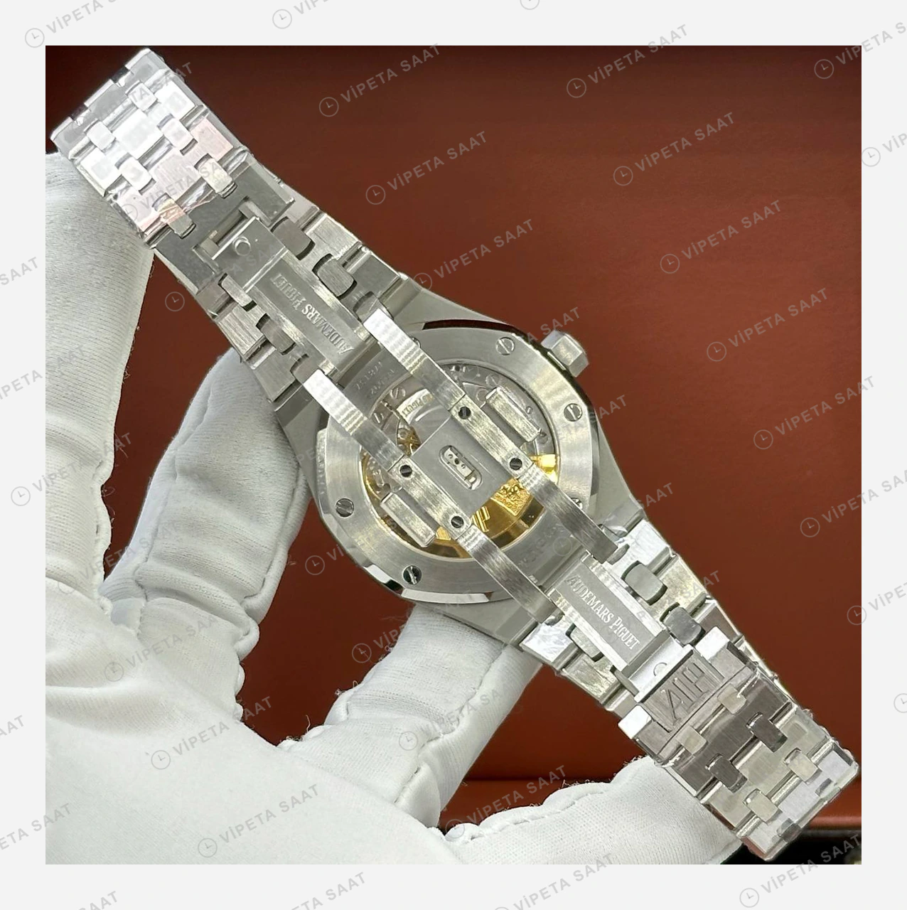 Audemars Piguet Royal Oak Mavi Kadran Pırlanta Bezel Çelik Işıltı Super Clone ETA Eta Saat detay 3
