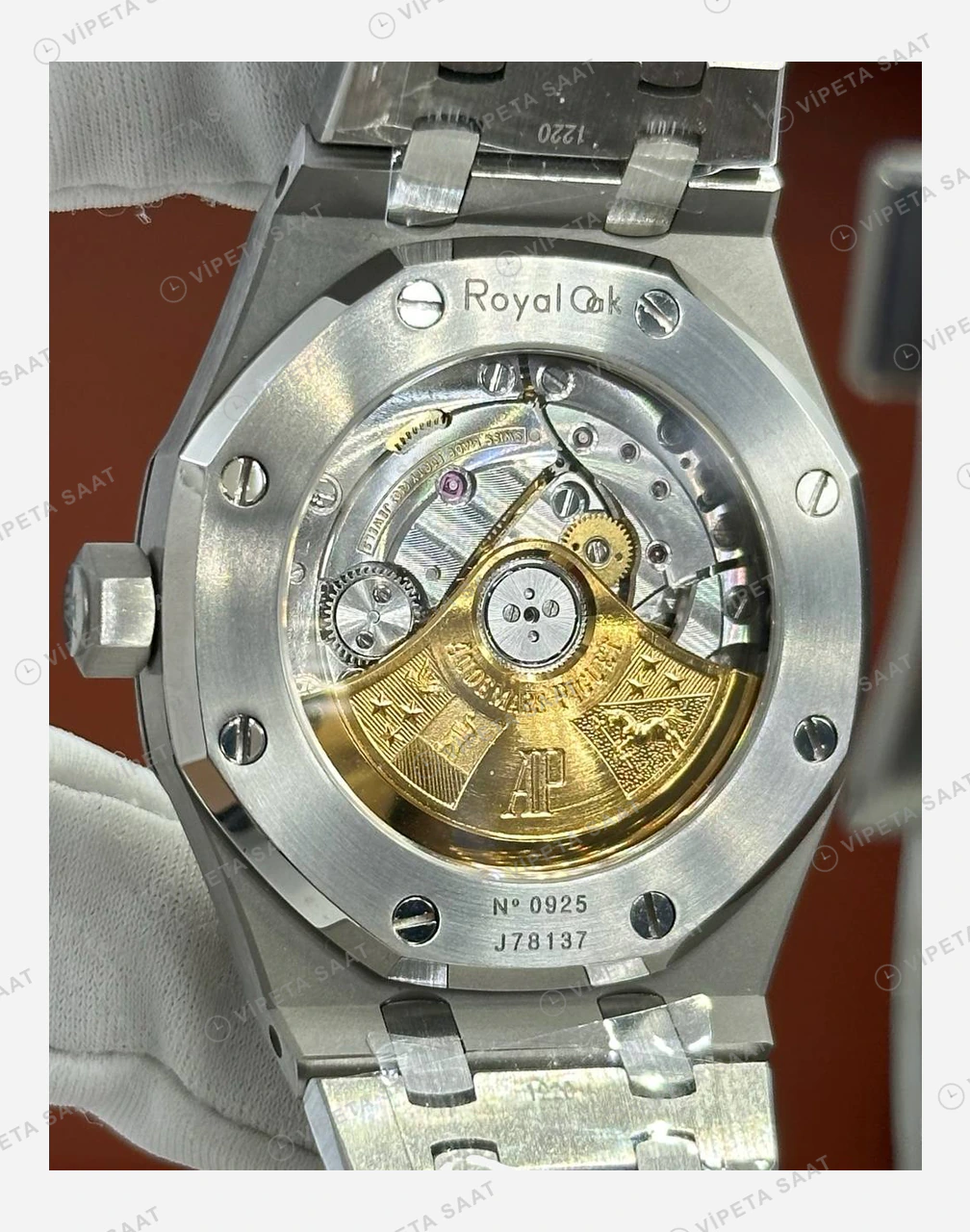Audemars Piguet Royal Oak Mavi Kadran Pırlanta Bezel Çelik Işıltı Super Clone ETA Eta Saat detay 4