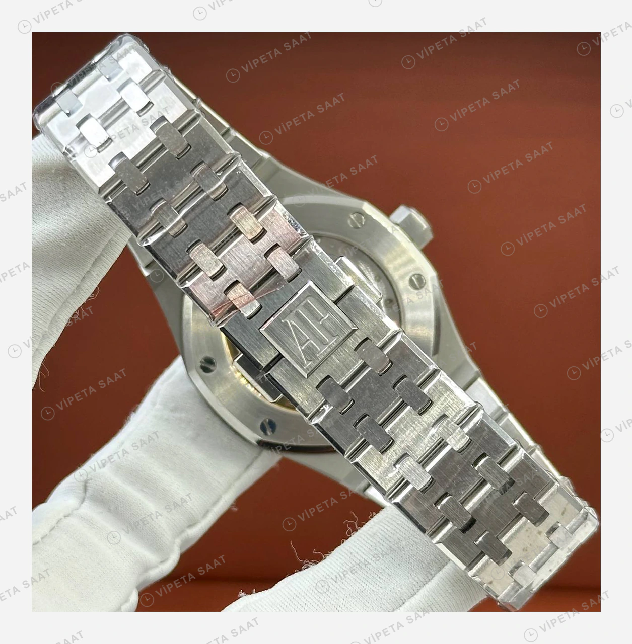 Audemars Piguet Royal Oak Mavi Kadran Pırlanta Bezel Çelik Işıltı Super Clone ETA Eta Saat detay 5