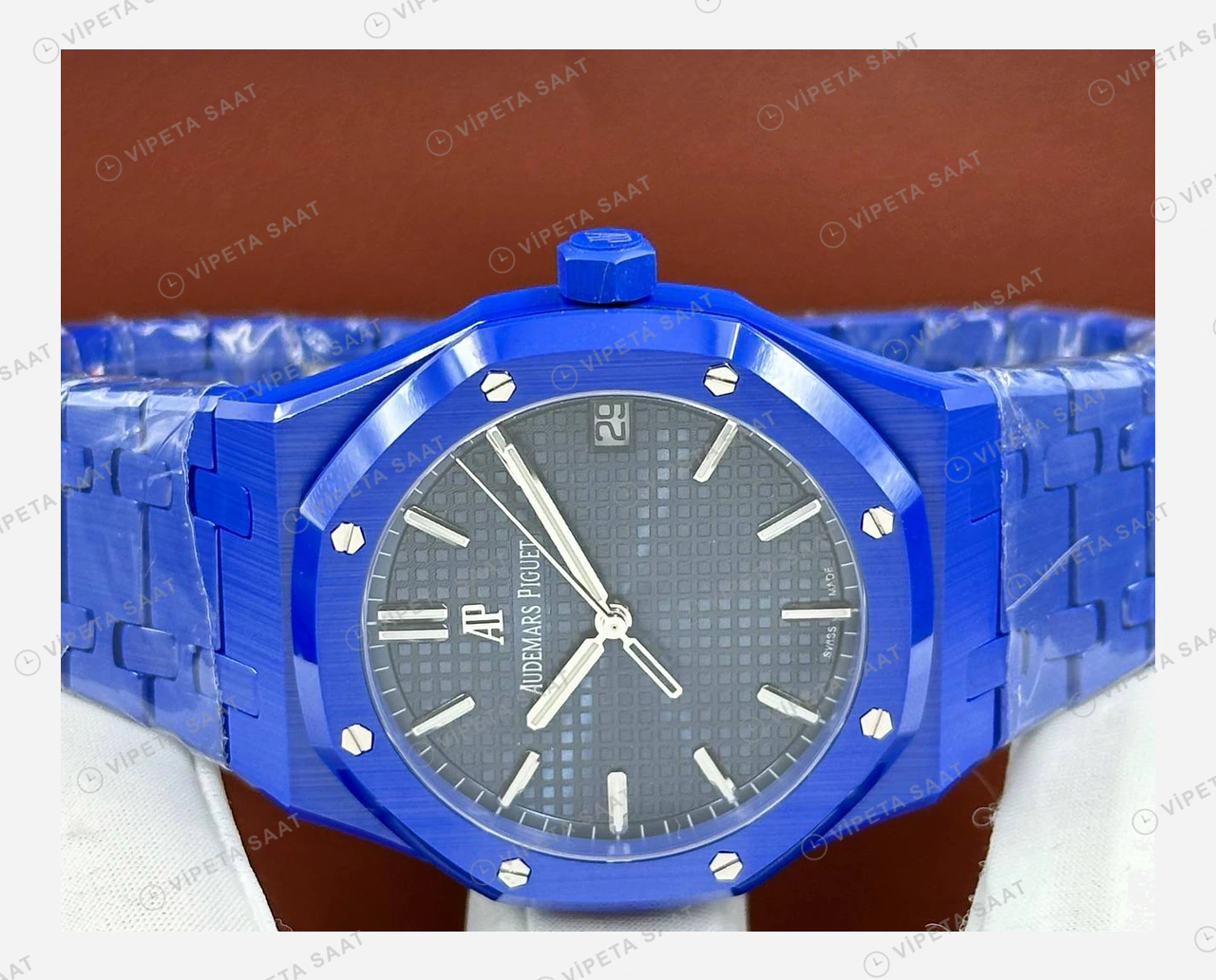 Audemars Piguet Royal Oak Mavi Seramik Kadran Kauçuk Super Clone ETA Eta Saat detay 4