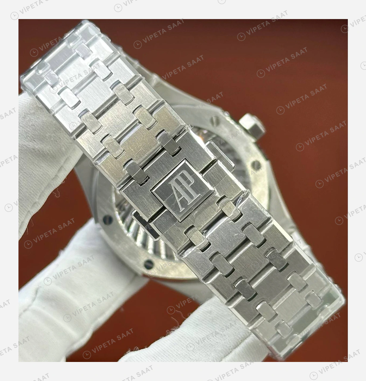 Audemars Piguet Royal Oak Mavi Tourbillon Çelik Parlak Super Clone ETA Eta Saat detay 6