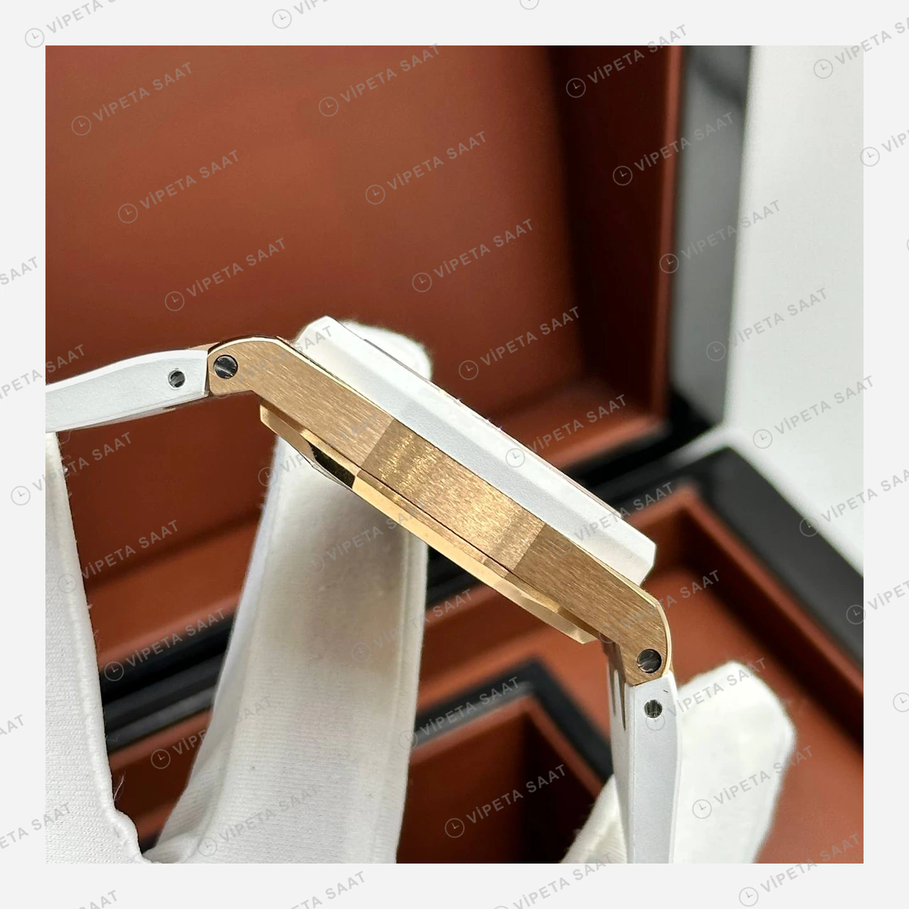 Audemars Piguet Royal Oak Offshore Beyaz Kadran Pırlanta Bezel Rose Gold Super Clone ETA Eta Saat detay 7