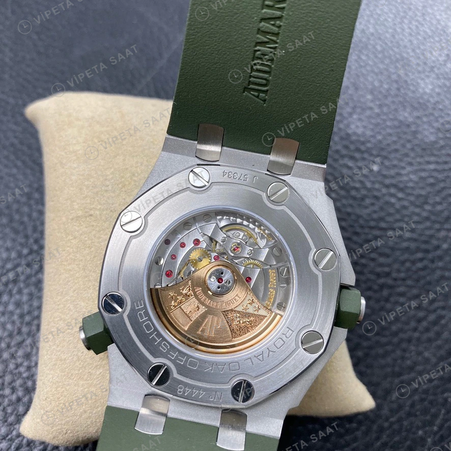 Audemars Piguet Royal Oak Offshore Diver Celik Kasa Yesil Kadran Yesil Kaucuk Kordon Super Clone Eta Eta Saat detay 5