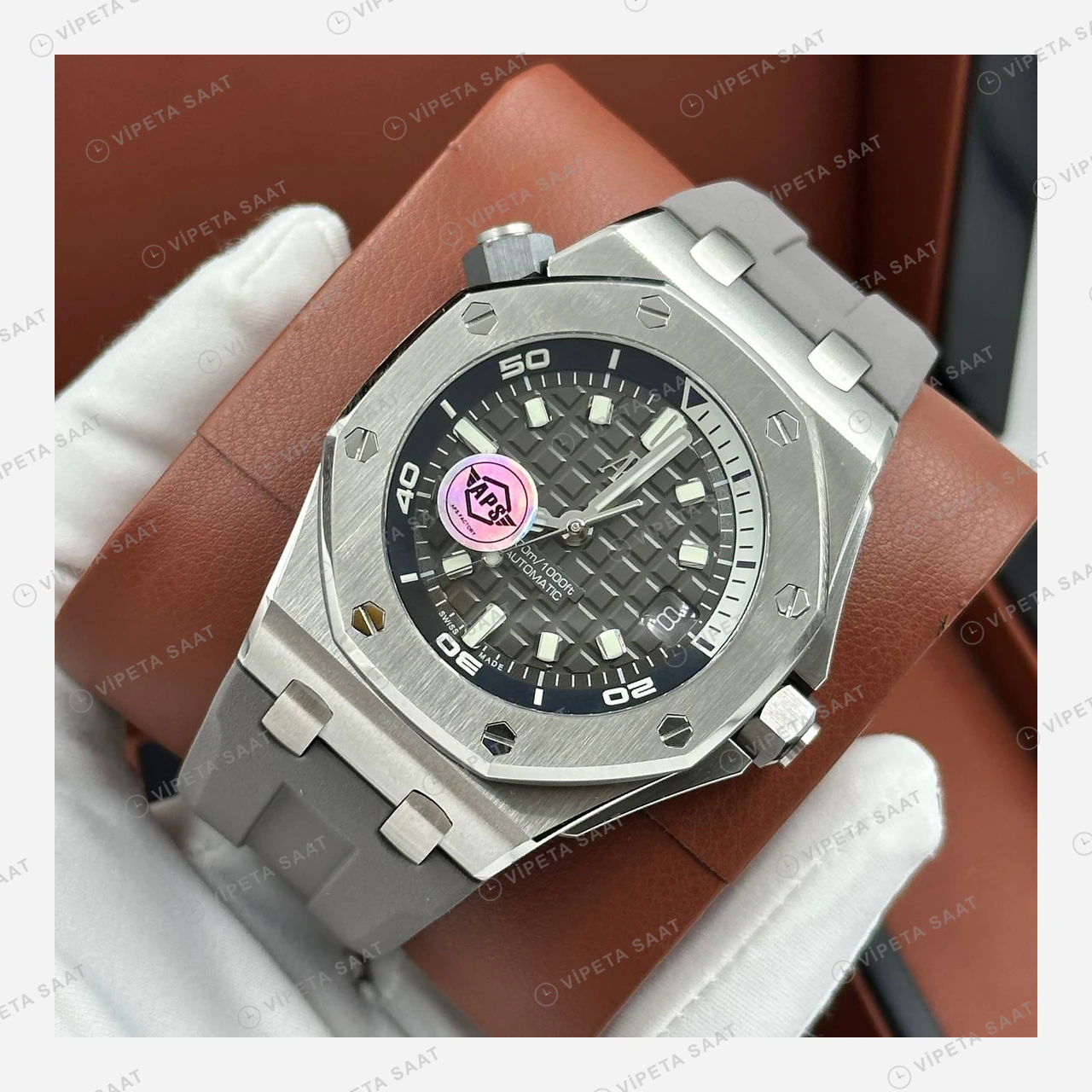 Audemars Piguet Royal Oak Offshore Diver Gri Kadran Kauçuk Super Clone ETA Eta Saat detay 4