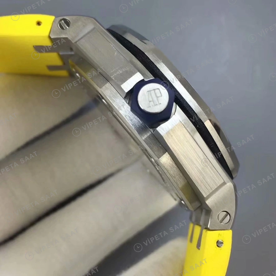 Audemars Piguet Royal Oak Offshore Diver Sari Kadran Sari Kaucuk Kordon Super Clone Eta Eta Saat detay 5