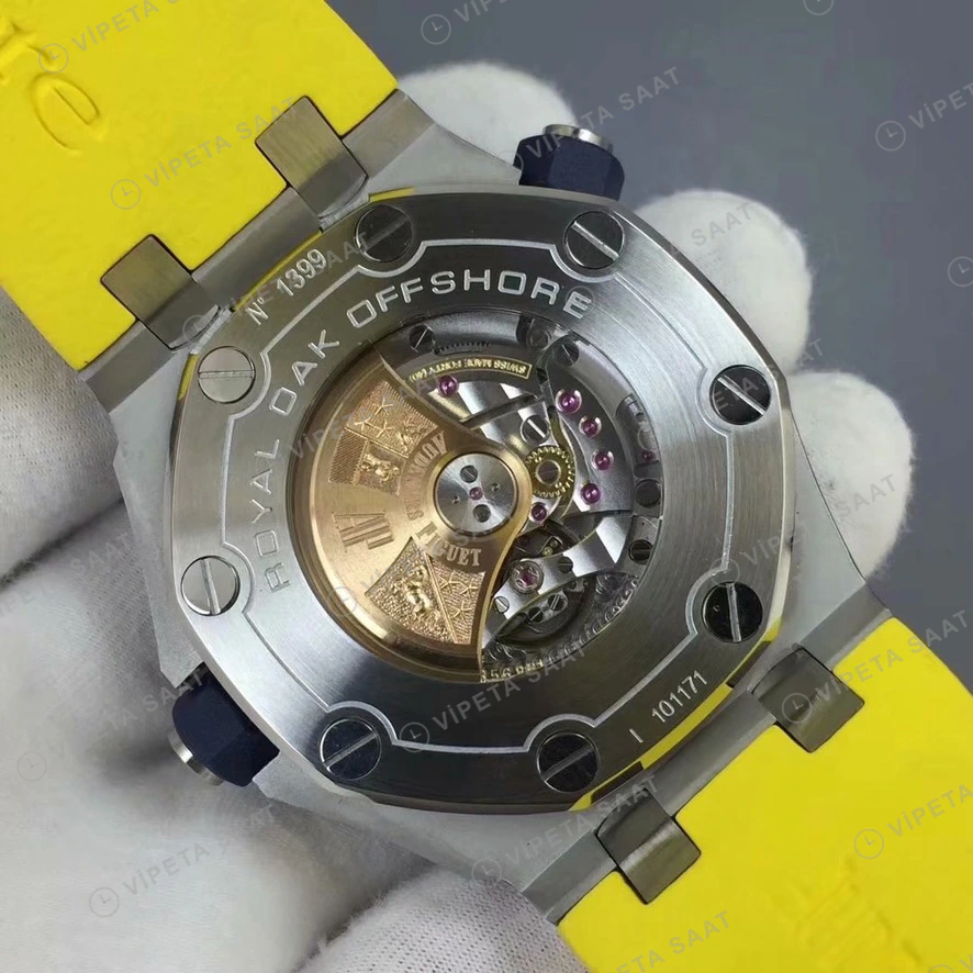 Audemars Piguet Royal Oak Offshore Diver Sari Kadran Sari Kaucuk Kordon Super Clone Eta Eta Saat detay 7