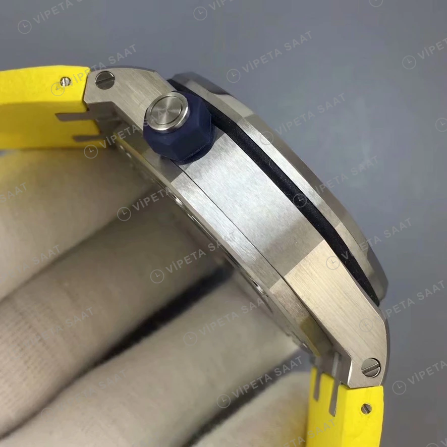Audemars Piguet Royal Oak Offshore Diver Sari Kadran Sari Kaucuk Kordon Super Clone Eta Eta Saat detay 8