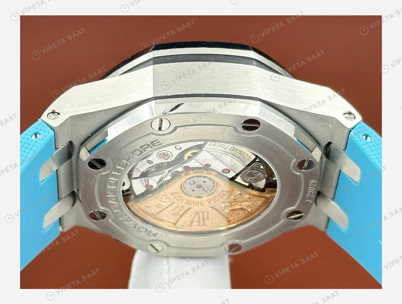 Audemars Piguet Royal Oak Offshore Gri Açık Mavi Kronograf Kauçuk Super Clone ETA Eta Saat detay 5