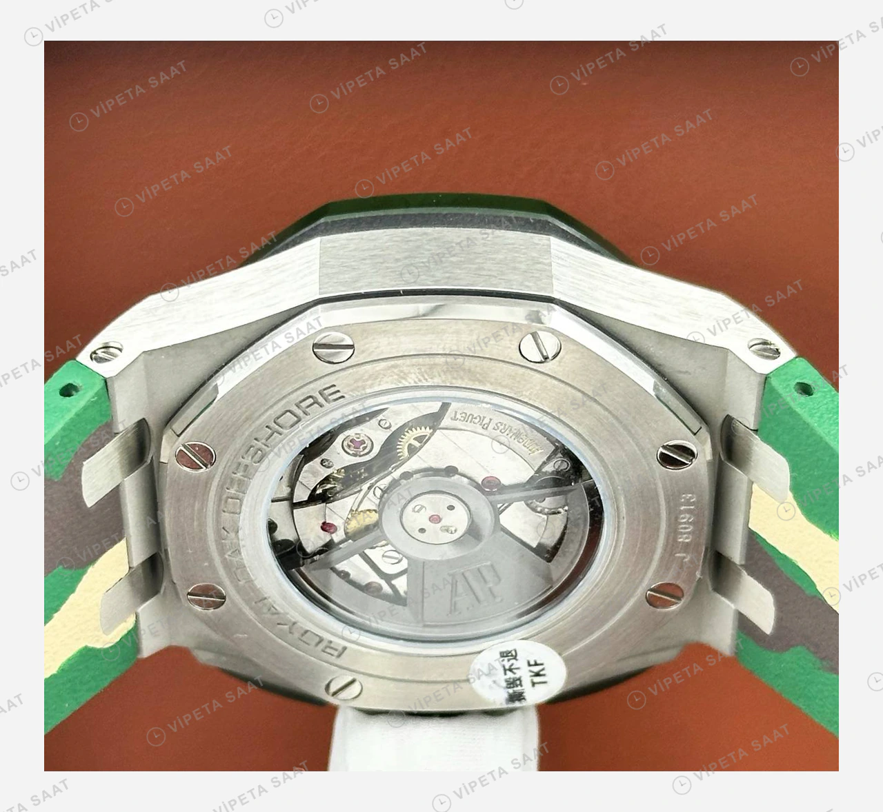Audemars Piguet Royal Oak Offshore Kamuflaj Yeşil Kronograf Deri Super Clone ETA Eta Saat detay 3