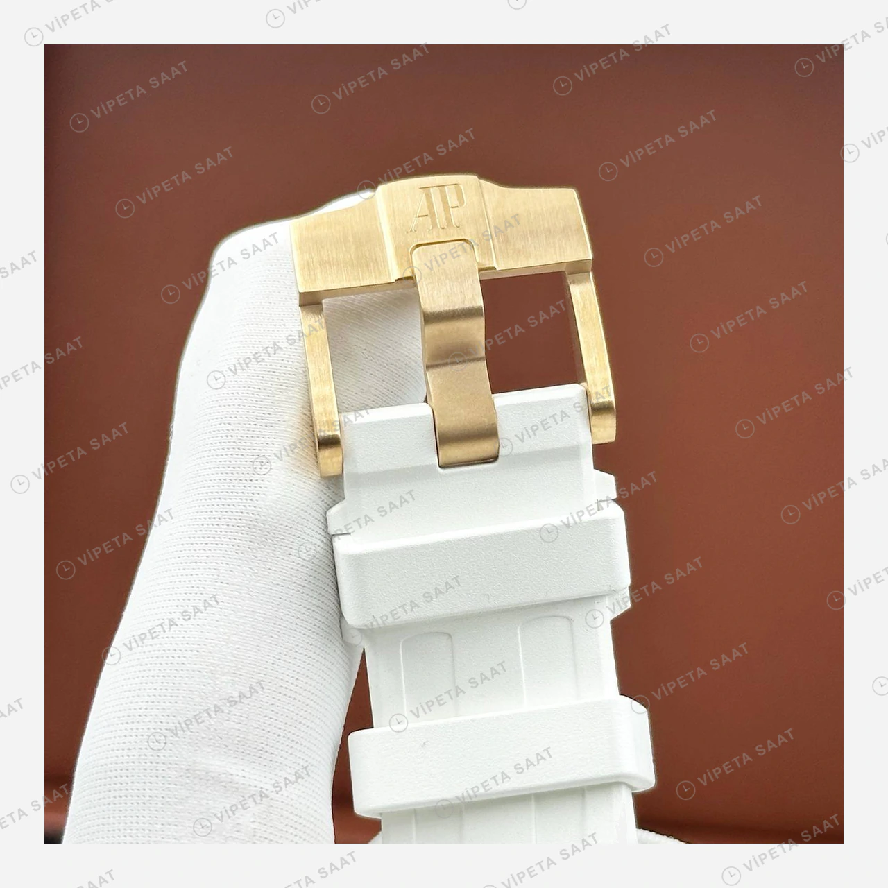 Audemars Piguet Royal Oak Offshore Krem Kadran Rose Kronograf Super Clone ETA Eta Saat detay 4
