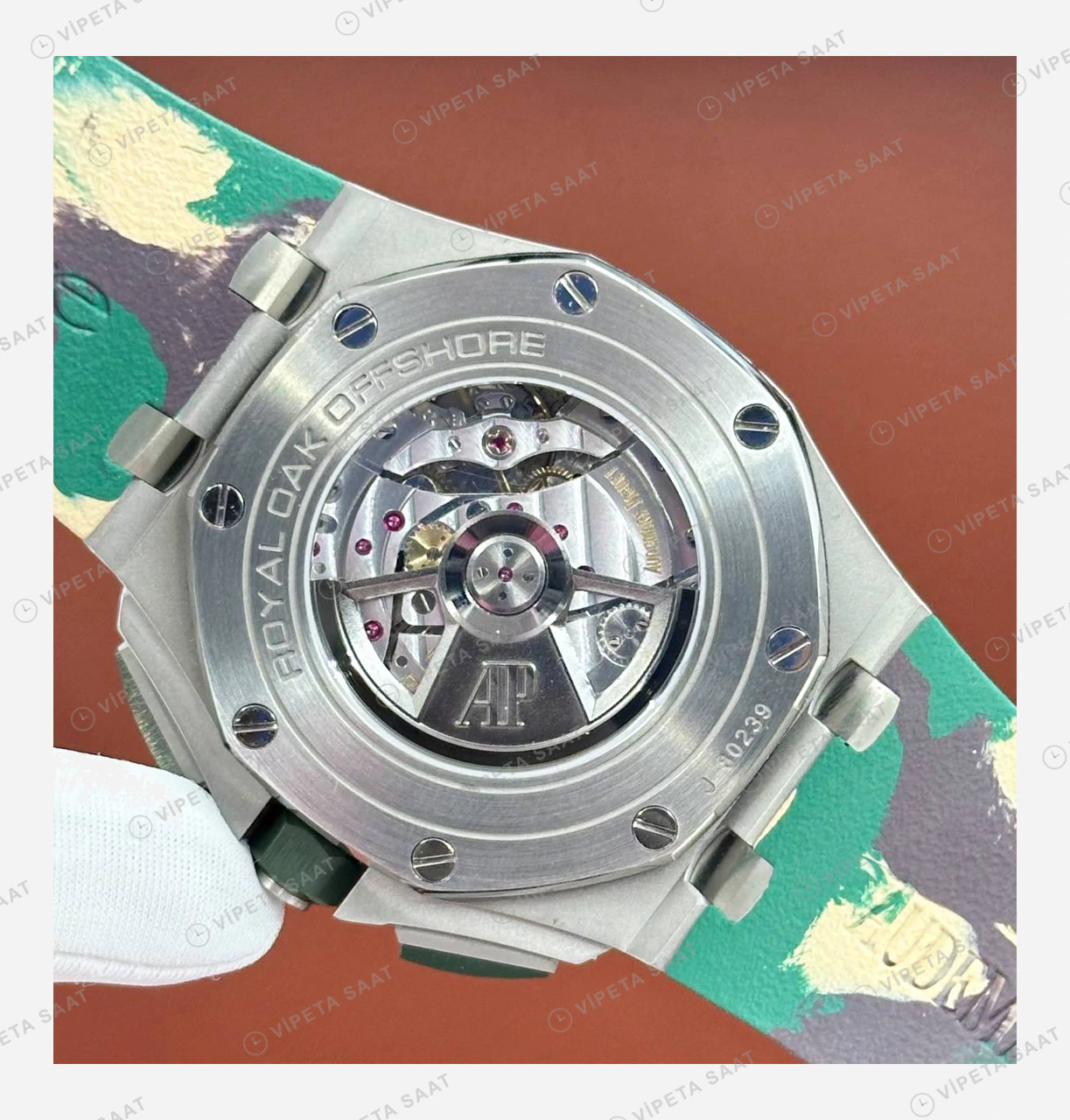 Audemars Piguet Royal Oak Offshore Krem Kadran Yeşil Kronograf Super Clone ETA Eta Saat detay 3