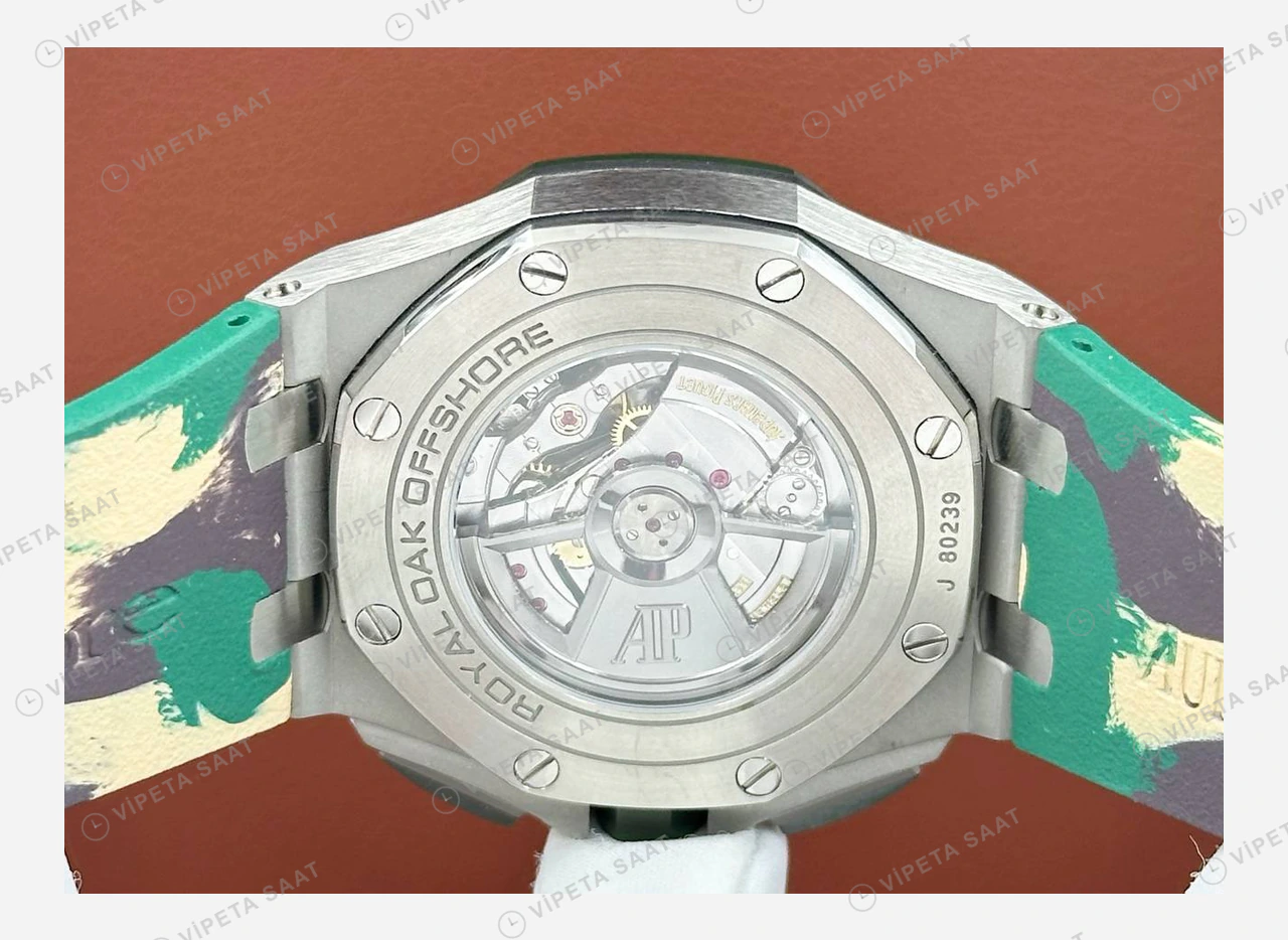 Audemars Piguet Royal Oak Offshore Krem Kadran Yeşil Kronograf Super Clone ETA Eta Saat detay 4