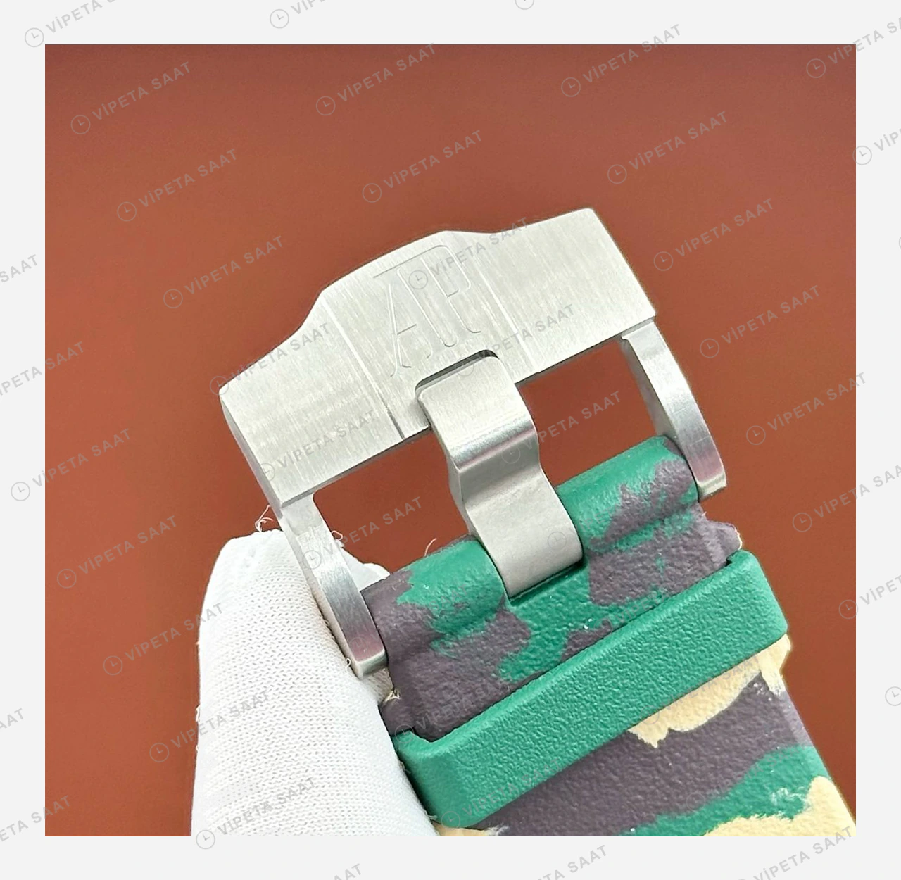 Audemars Piguet Royal Oak Offshore Krem Kadran Yeşil Kronograf Super Clone ETA Eta Saat detay 5
