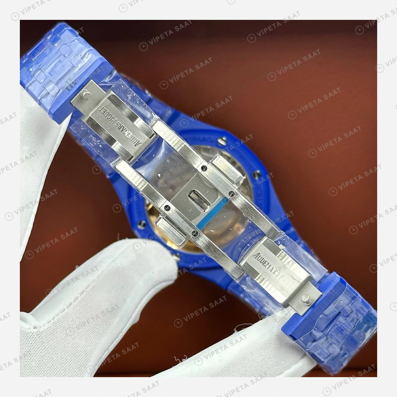 Audemars Piguet Royal Oak Offshore Mavi Beyaz Kadran Kauçuk Super Clone ETA Eta Saat detay 6