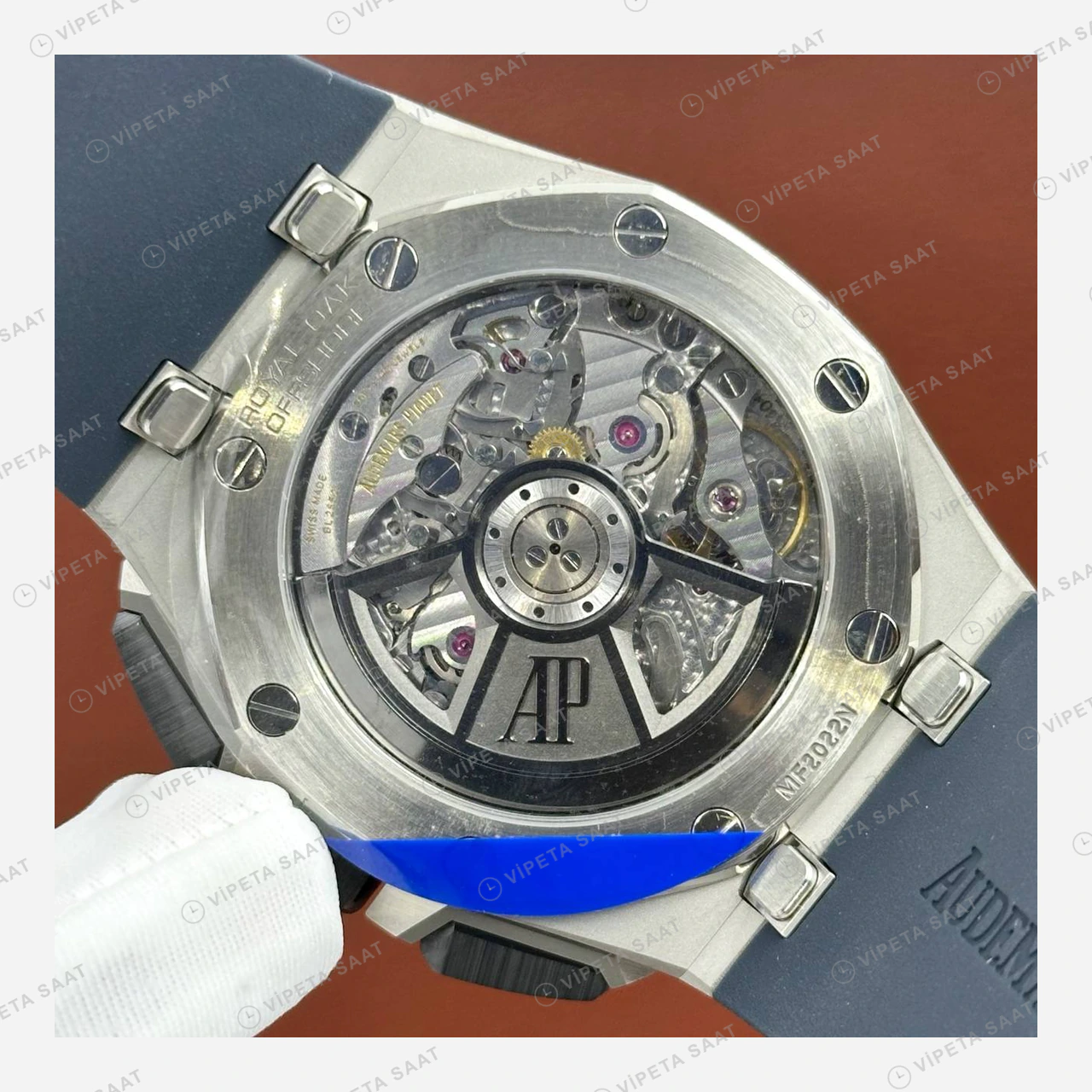 Audemars Piguet Royal Oak Offshore Mavi Kabartma Kronograf Kauçuk Super Clone ETA Eta Saat detay 6