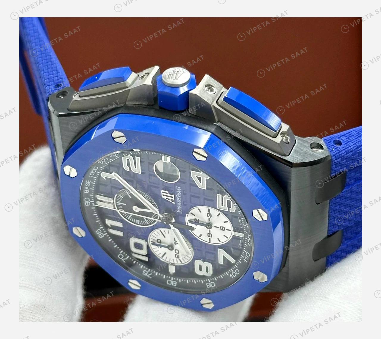 Audemars Piguet Royal Oak Offshore Mavi Kronograf Kauçuk Klasik Super Clone ETA Eta Saat detay 4