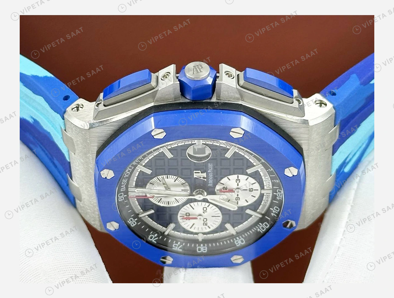 Audemars Piguet Royal Oak Offshore Mavi Seramik Kronograf Kauçuk Super Clone ETA Eta Saat detay 3