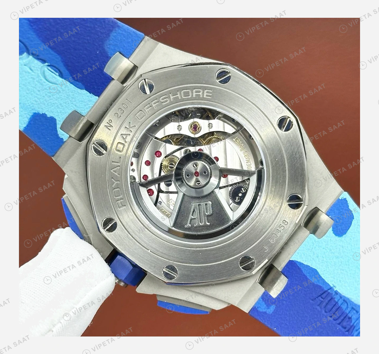 Audemars Piguet Royal Oak Offshore Mavi Seramik Kronograf Kauçuk Super Clone ETA Eta Saat detay 6