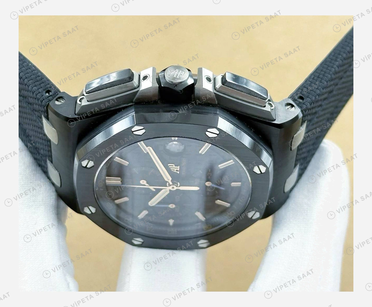 Audemars Piguet Royal Oak Offshore Mavi Seramik Skeleton Kronograf Super Clone ETA Eta Saat detay 4