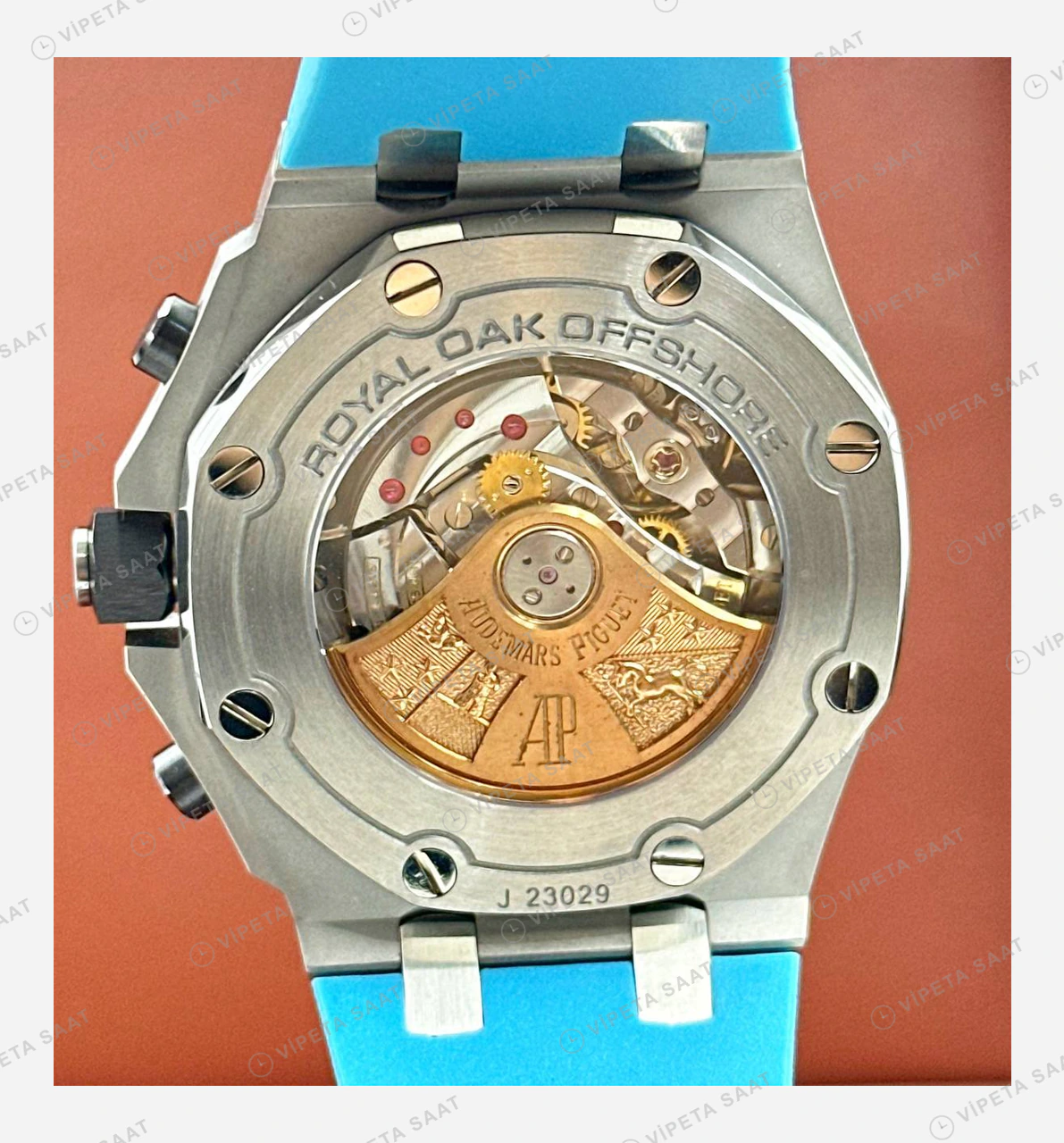 Audemars Piguet Royal Oak Offshore Mavi Turuncu Kronograf Kauçuk Super Clone ETA Eta Saat detay 3
