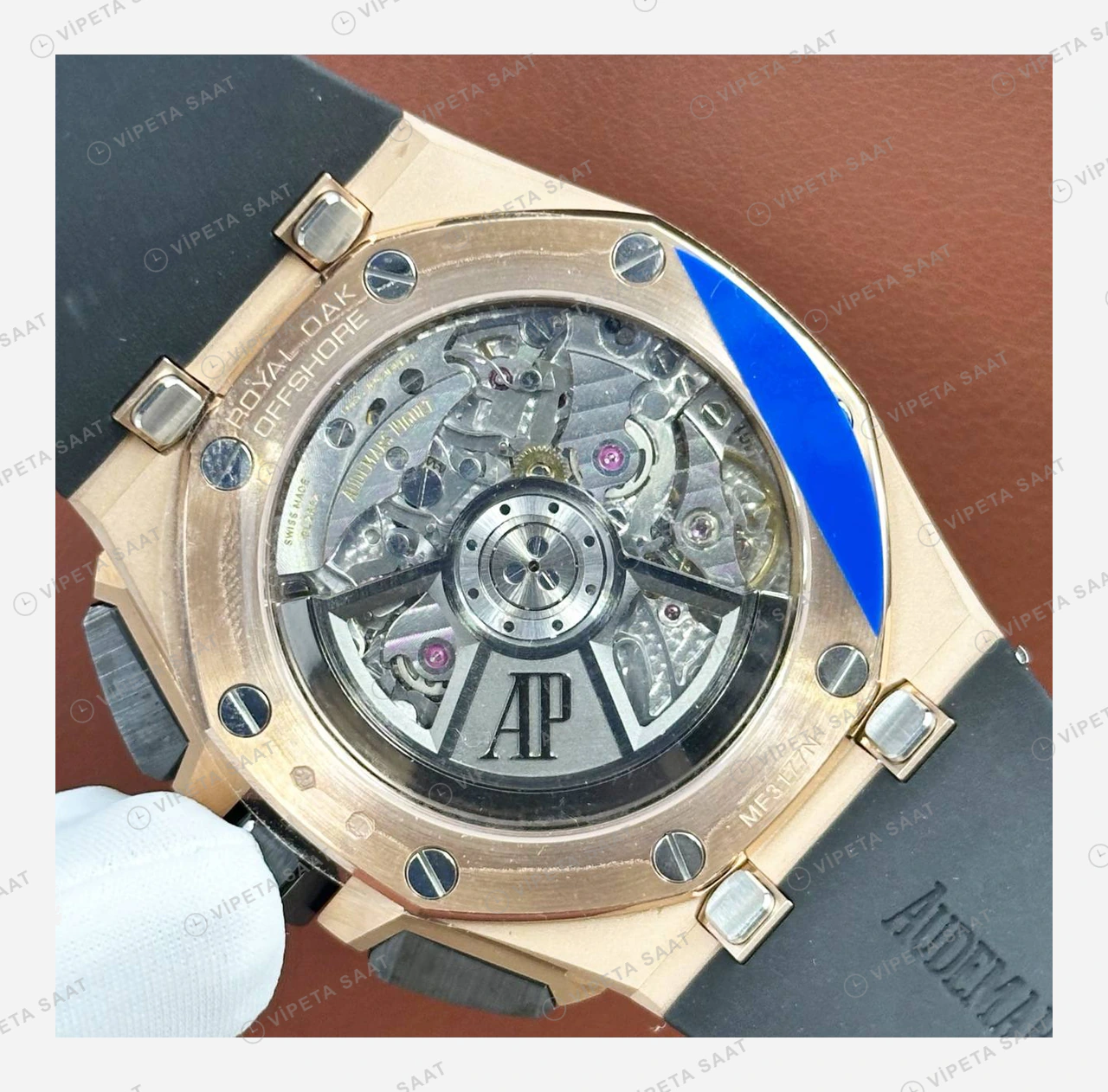 Audemars Piguet Royal Oak Offshore Rose Gold Siyah Kronograf Kauçuk Klasik Super Clone ETA Eta Saat detay 5