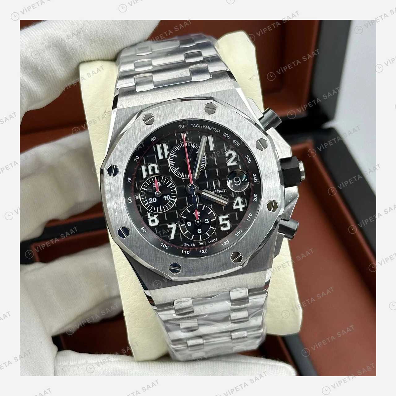 Audemars Piguet 26470ST Siyah Kadranlı Kronograf Bilezik II Super Clone ETA Saat ürün görseli 1
