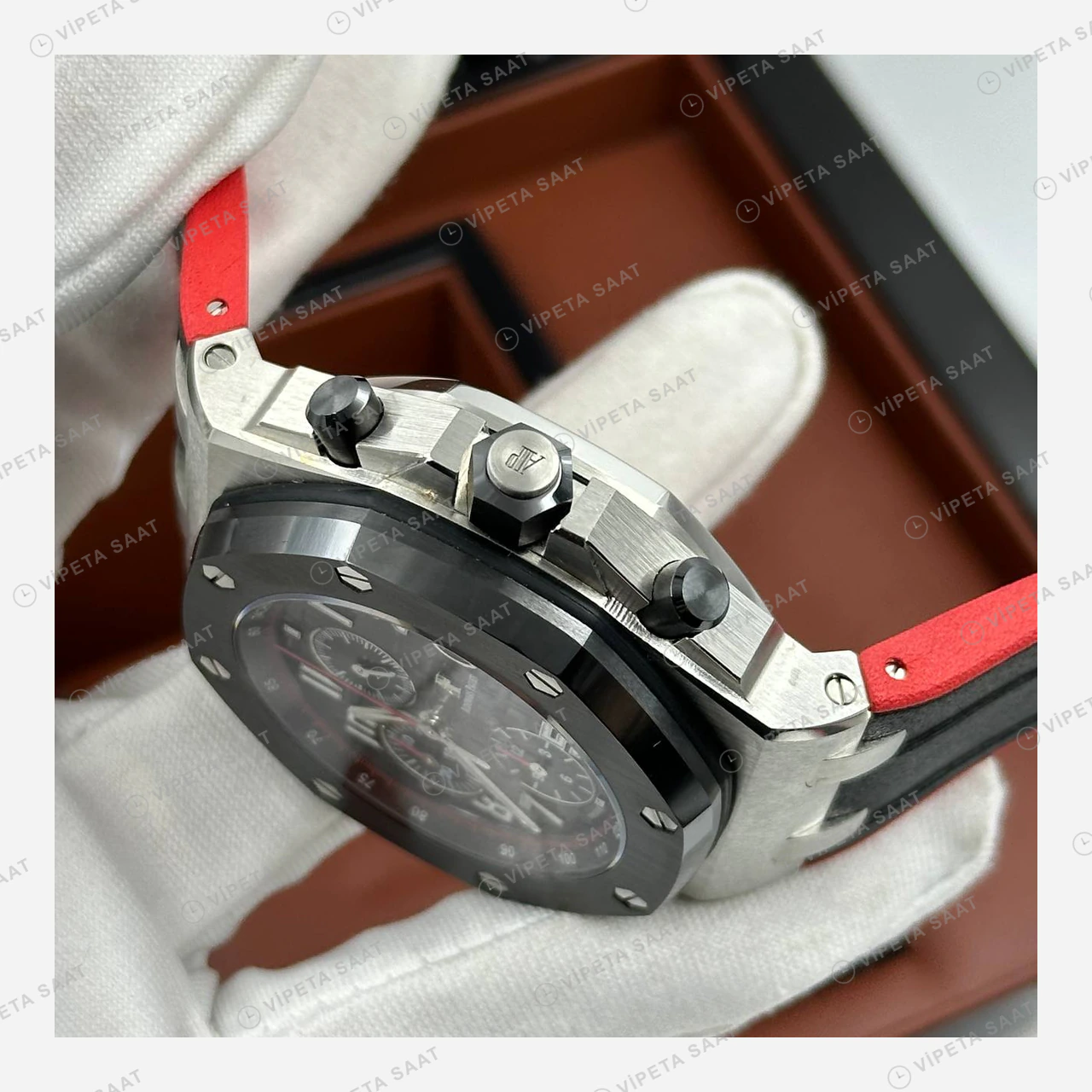 Audemars Piguet Royal Oak Offshore Siyah Kronograf Kauçuk Zarif Super Clone ETA Eta Saat detay 4