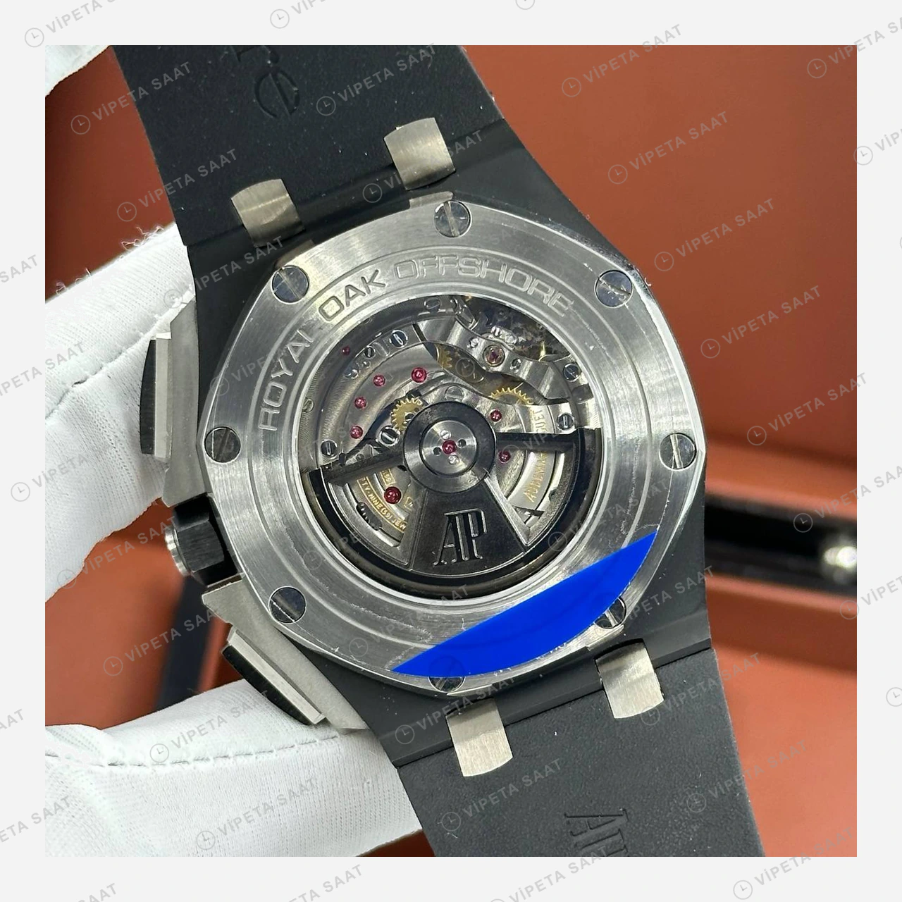Audemars Piguet Royal Oak Offshore Siyah Skeleton Kronograf Seramik Super Clone ETA Eta Saat detay 6
