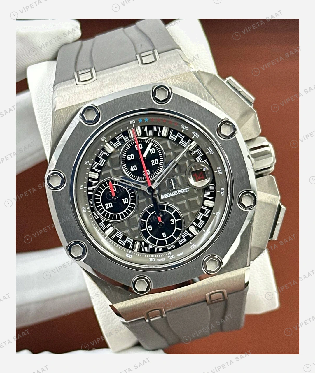Audemars Piguet 26401ST Gri Kadranlı Skeleton Kronograf Kauçuk Super Clone ETA Saat ürün görseli 1