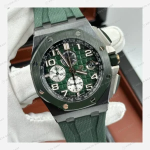 Audemars Piguet Royal Oak Offshore Yeşil Kadran Kronograf Kauçuk Super Clone ETA Eta Saat detay 5